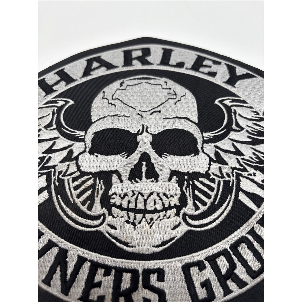 Large Winged Skull Silver Patch ~ Harley Davidson Owners Group H.O.G. - Picture 11 of 12